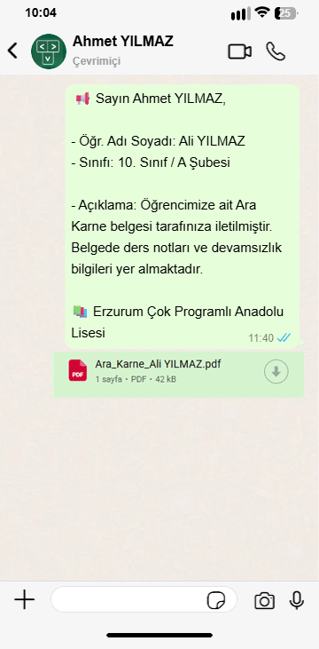 WhatsApp Ara Karne Mesajı