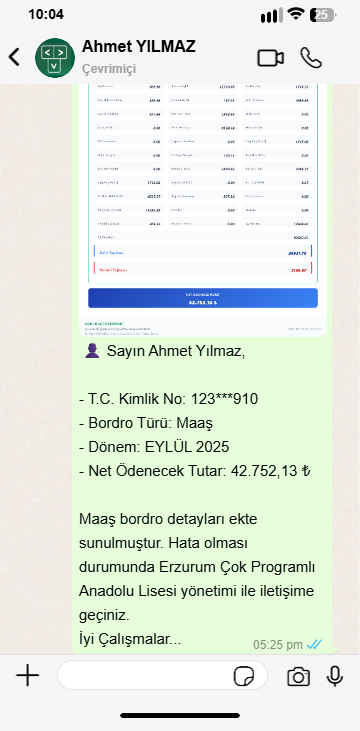 WhatsApp KBS Maaş Bordro Mesajı